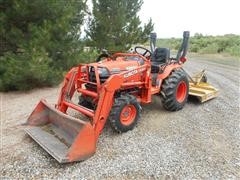 2001 Kubota B2410HSD Tractor With King Kutter Brush Hog 