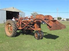 International Harvester H Tractor With McCormick 33 Loader 