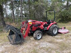 2017 Mahindra 2538H Compact Utility Tractor W/Loader & Rotary Cutter 