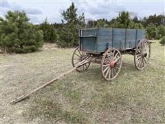 Vintage Horse Draw Wooden Farm Seeder Wagon 