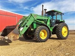 1983 John Deere 4450 MFWD Tractor W/John Deere 280 Loader, Bucket & Bale Spear 