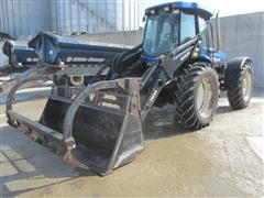 2002 New Holland TV140 Bi Directional Tractor With Grapple/Bucket 