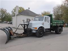 1992 International 4700 Dump Truck W/Snow Plow & Salt Auger 