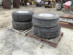 Mixed 385/65R22.5 Tires W/Alcoa Aluminum Rims 