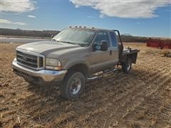 2003 Ford F350 Lariat 4x4 Extended Cab Flatbed Pickup 