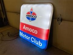 Amoco Motor Club 3' X 3' Vintage Gas Station Collector's Sign W/ Light Kit 