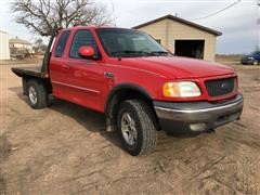 2002 Ford F150 XLT 4x4 Extended Cab Flatbed Pickup 