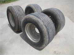 Michelin X One Multi Energy 455/55R22.5 Super Single Tires On 22.5"x14" Aluminum Wheels 