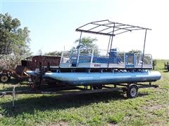 1967 Weeres 16' Pontoon Boat On 1999 Bear Trailer 