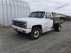 1989 Chevrolet Cheyenne 3500 1 Ton 4x4 Pickup W/Flatbed And Duals 