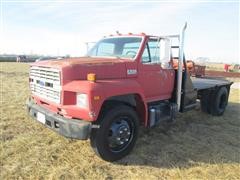 1990 Ford F600 Diesel Flatbed 2WD Truck 