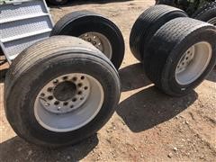 Super Single 445/50R22.5 Tires On Aluminum Rims 