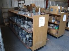 Pipe Fittings & Well Leathers Plus Shelving 