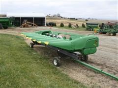 2010 John Deere 608C Poly Corn Head & Trailer 