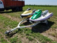 1995 SeaDoo & 1995 Bombardier Jet Ski's W/Shorelander Trailer 