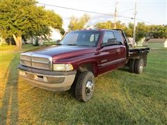 2001 Dodge Ram 3500 44 Quad Cab Flatbed Pickup 