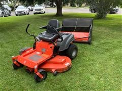 Leaf sweeper for outlet zero turn mower