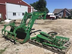 John Deere 840 Loader, Bucket, Grapple, & Brackets 