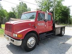 2000 International 4700 Crew Cab Flatbed Truck 