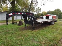 2010 Pj Gooseneck Beaver Tail T/A Flatbed Trailer 