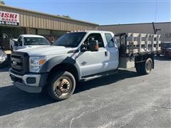 2011 Ford F450XL Super Duty 2WD Extended Cab Flatbed Truck W/Stake Sides 