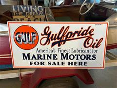 Gulf Oil Metal Embossed Sign 