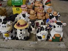 Large Quantity Of Cow Cookie Jars 