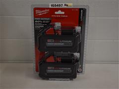 Milwaukee (2) M18 Red Lithium High Output XC6.0 Batteries 