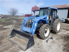 2004 New Holland TN75D MFWD Tractor W/NH 32LA Loader 