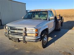 1996 Chevrolet 3500 Silverado 4x4 Flatbed Pickup W/Bale Bed 