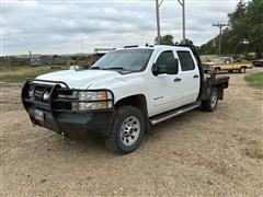 2013 Chevrolet 3500 HD 4x4 Crew Cab Flatbed Pickup W/Crownline Bale Bed 