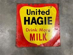 United Hagie Drink More Milk Vintage Metal Sign 