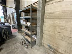 Shelving w/ Clamps & Various Welding Wire 