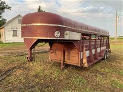 1977 Flying L 6x28 T/A Gooseneck Livestock Trailer 