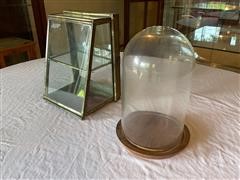 Leaded Glass & Glass Dome Display Cabinets 