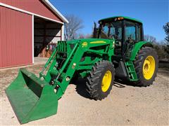 2009 John Deere 7130 MFWD Tractor W/JD 673 Quick Attach Loader 