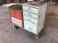 Shop Toolboxes W/Tools On Wheeled Cart 