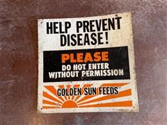 Golden Sun Feeds Vintage Steel Sign 