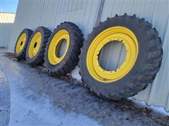 John Deere 480/80R50 Rear Inner/Outer Tires/Rims 