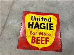 United Hagie Eat More Beef Vintage Metal Sign 