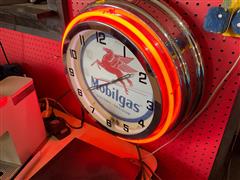 Mobil Lighted Clock 
