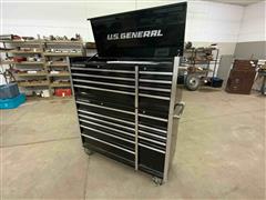 US General 56”x22” Top/Bottom Double Bank Roller Cabinet & Top Chest 