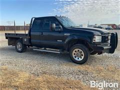 2006 Ford F250 XLT Super Duty 4x4 Extended Cab Flatbed Pickup W/Hay Bale Spear 