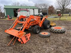 1986 Kubota L2550 MFWD Compact Utility Tractor W/Loader & Rotary Mower 