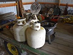 (3) Propane Tanks And Cooker 