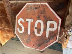 Vintage Pressed Steel Embossed Stop Sign 