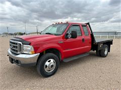 2000 Ford F350 Super Duty Lariat 4x4 Extended Cab Flatbed Pickup 