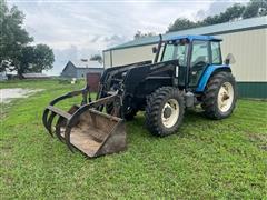 1998 New Holland 8260 MFWD Tractor W/Grapple Loader 