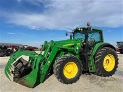 John Deere 7530 MFWD Tractor W/Grapple Loader 