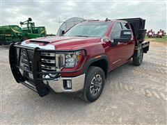 2023 GMC 2500 HD 4x4 Double Cab Flatbed Pickup W/Bale Bed & Cake Feeder 